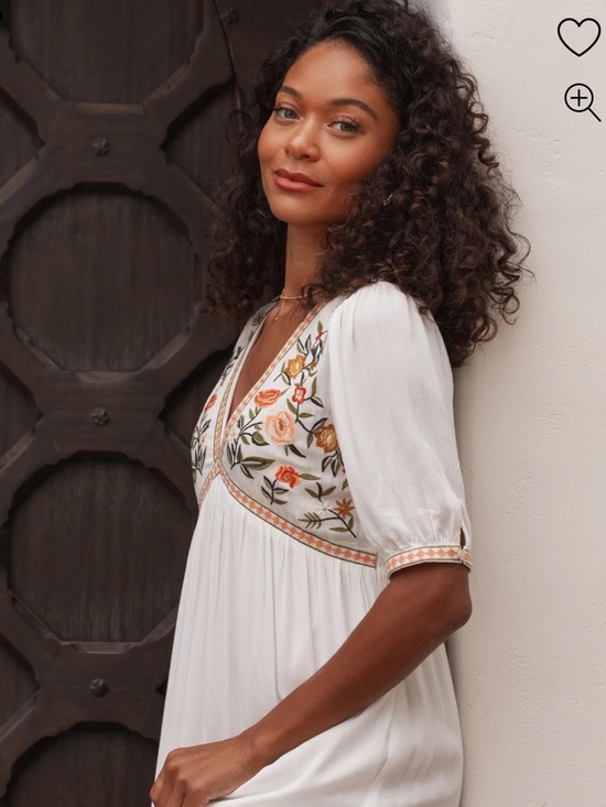 Pink Blush In Looms Embroidered V-Neck White Maxi Dress - Picture 2 of 3